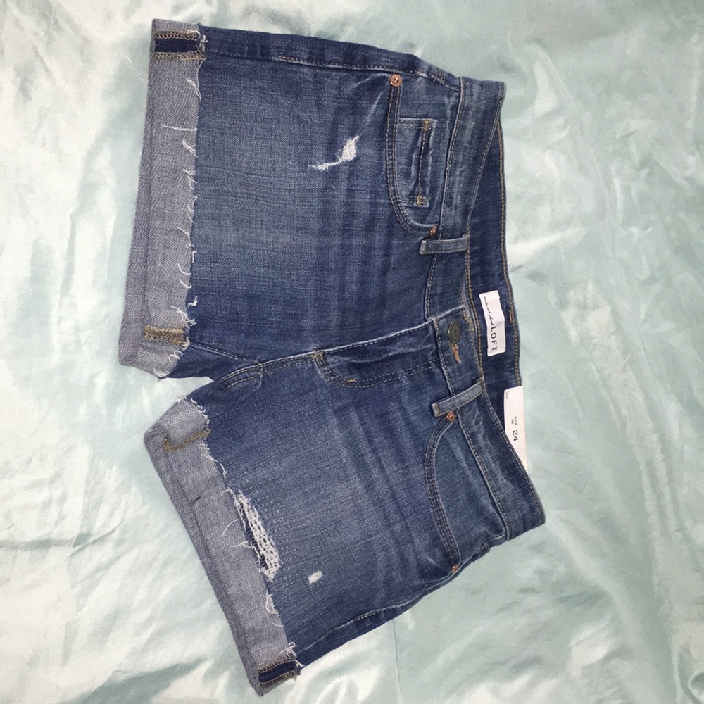 Loft denim distressed shorts